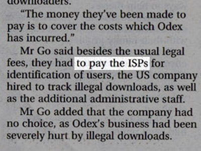 Odex pays ISP